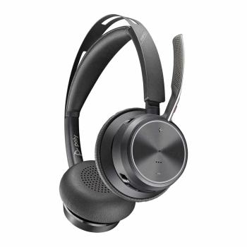 Poly Voyager Focus 2 UC Bluetooth Headphones with Mic and Charger Stand USB-A/C Connector Black
