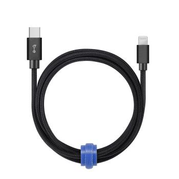 Blu Element - Braided Charge/Sync USB-C to Lightning Cable 4ft Black