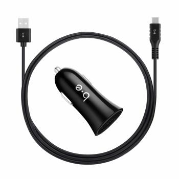 Blu Element - Car Charger 2.4A w/USB-C Cable Black